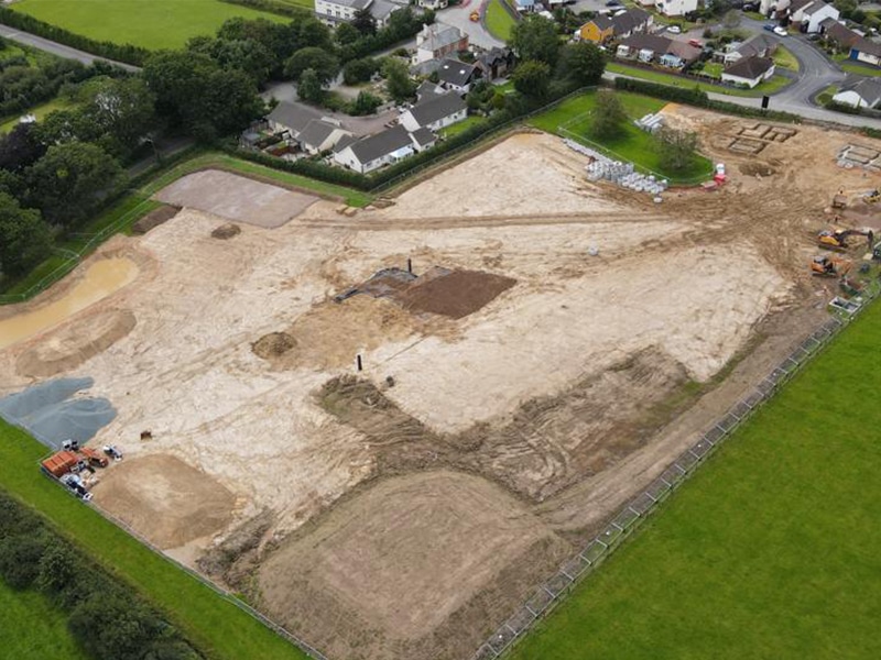 A birds eye view of groundworks at Halwill Junction